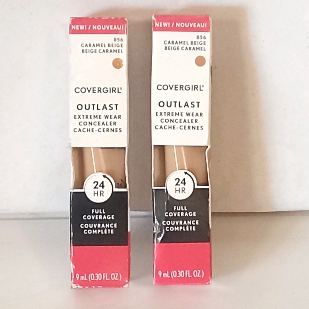 NEW 2 PK Covergirl Outlast Extreme Wear Concealer 24hr Full Cov856 Caramel Beige